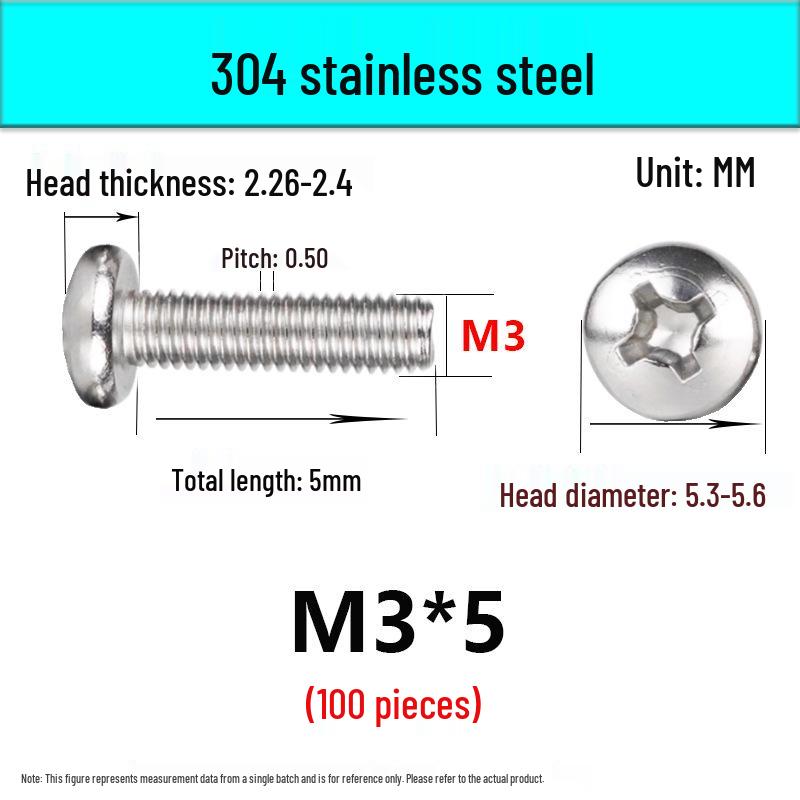 In-Stock 304 Stainless Steel Phillips Pan Head Machine Screw GB818