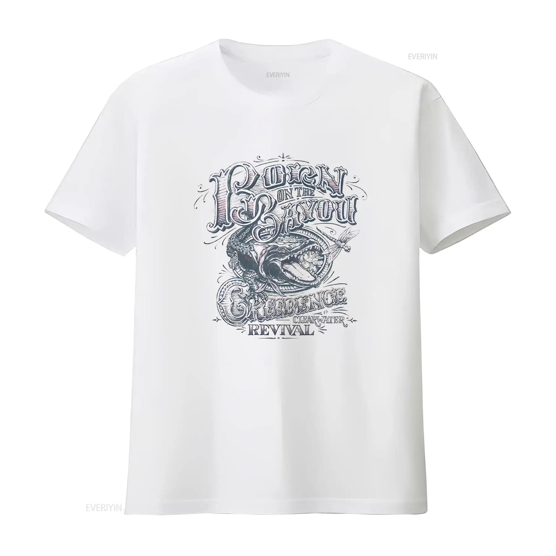 

Men s Creedence Clearwater Revival Born on the Bayou Print Slim Fit T Shirt Large Sand vintage Washed streetwear Versatile 5XL різнокольоровий