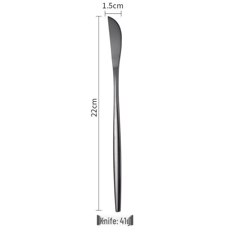 Portugal Gold Stainless Steel Cutlery Set: Four-Piece Knife, Fork, and Spoon Set for Steaks.
