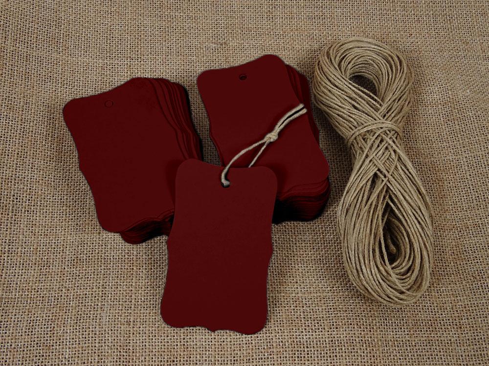 100 peças de etiquetas para pendurar lembrancinhas de casamento Bonbonniere, cartão de presente, formato retangular, com barbante de juta natural grátis