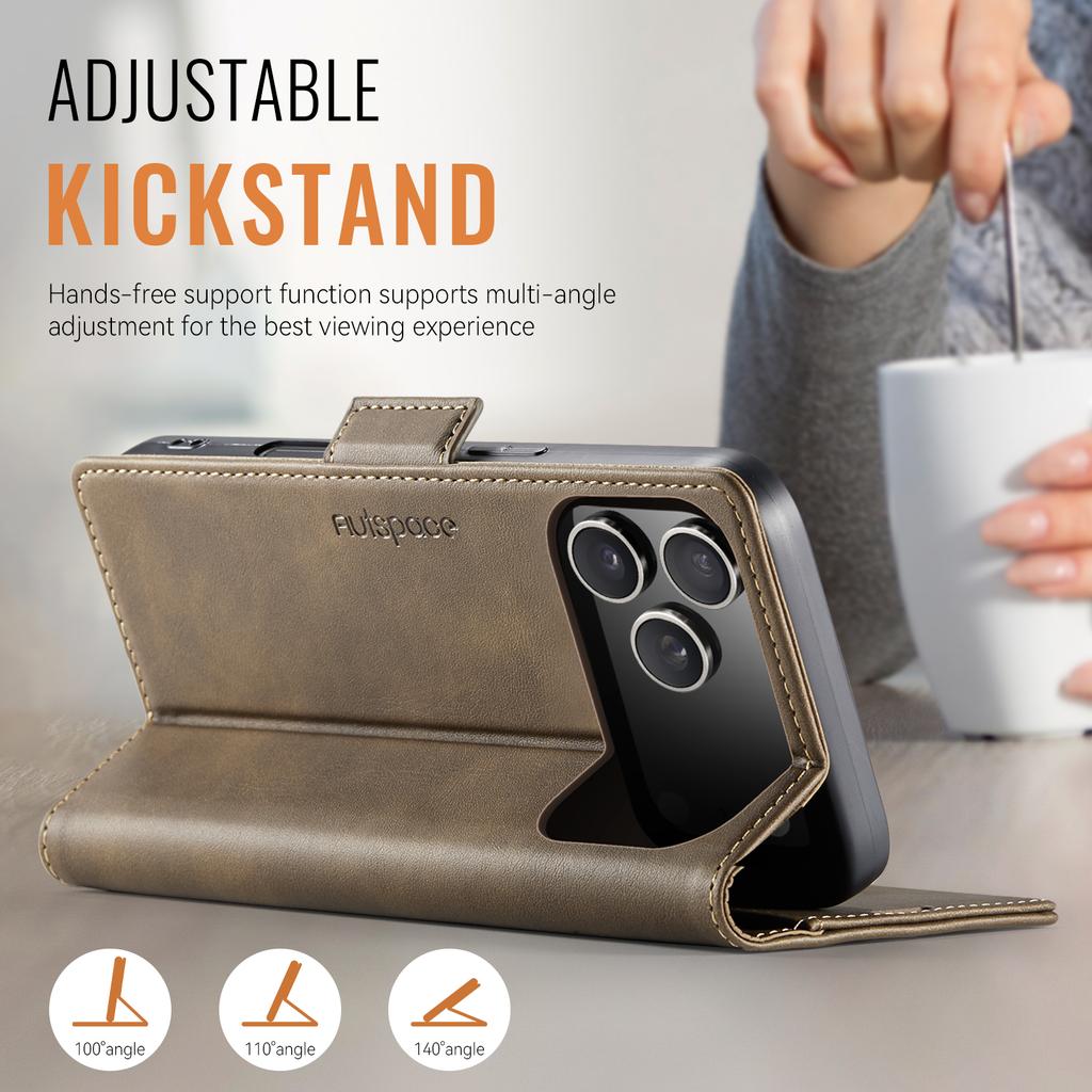 Luxury Retro Matte Magnetic PU Leather Case For iPhone 17 Air/17Pro Max/17E Shockproof Card Holder Pocket Cover For iPhone17Pro