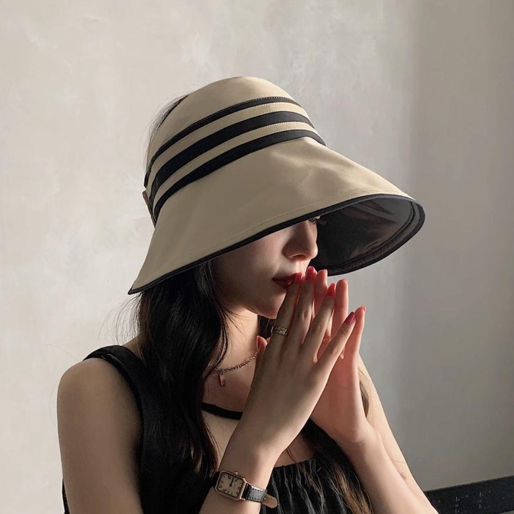 Fashion Adjustable Fisherman Hat Simple Foldable Wide Brim Beach Cap Anti UV Sun Hat for Woman