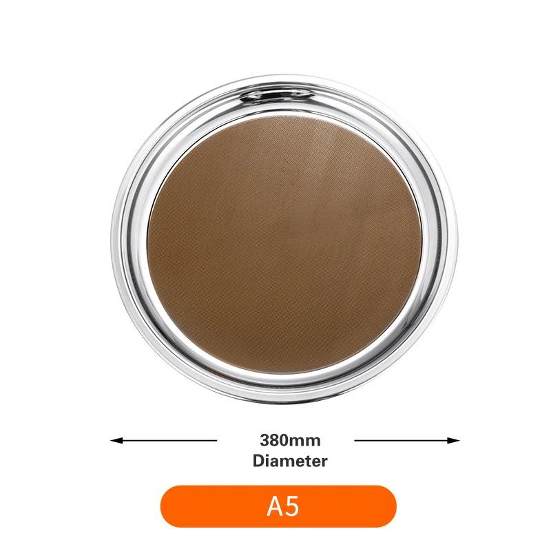 Thickened Round Fruit Plate Dining Plate Equipped with Anti Slip Pad Tray Tea Tray Service Disk Thickened Stainless Steel Plate