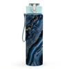 1PC Dark Black Blue Gold Vein Agate Marble Art 750ml Color Plastic Sports Water Bottle Leakproof Flip Straw Lid Suitable for Sports Office Home Use