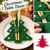 Christmas Tree Silverware Holders, Tree Cutlery Sleeves, Red and Green Christmas Tableware Mats for Holiday Dining