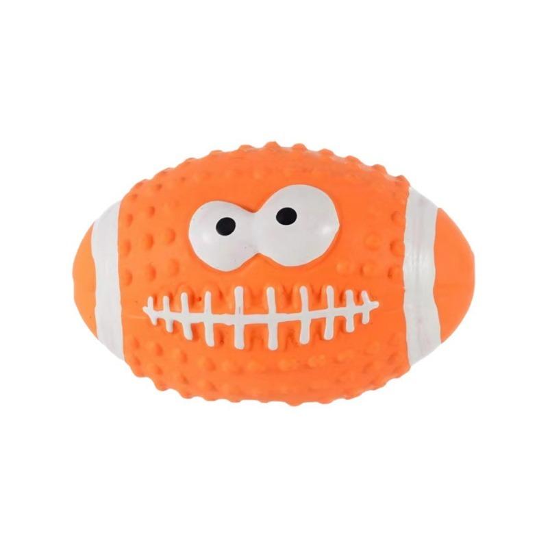 Latex Squeaky Football Dog Toy Textured Teeth Cleaning Chew Ball Interactive Pet Toy for Small Medium Dogs