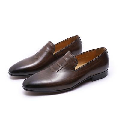 Mode 2025 Neue Herrenkleiderschuhe Slipper Handbemaltes Braunes Leder Freizeitschuhe für Herren Luxus Anzug Formell Echtes Leder Kleiderschuhe