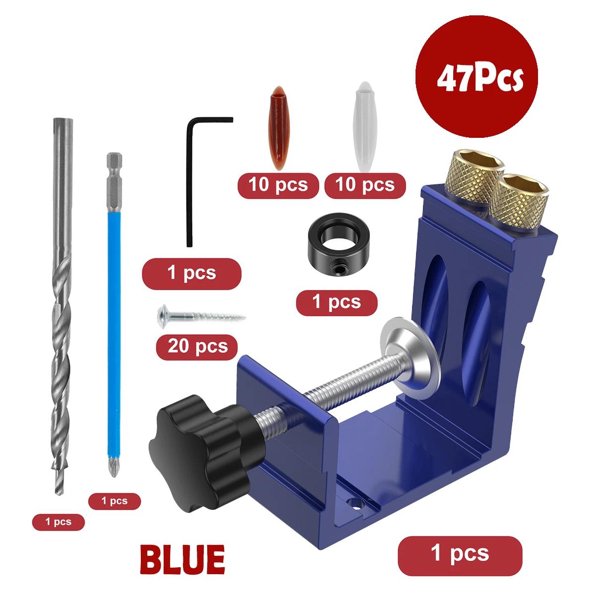 

Набор приспособлений для карманных отверстий Регулируемые инструменты для деревообработки Набор приспособлений для карманных отверстий под дюбель Направляющие для столярных работ Указатель угла соединения синий