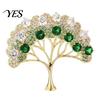 Rhinestone Brooch Pin, Wishing Tree Design Lapel Pin with Sparkling Layered Rhinestones, Hollow Branches Badge for Suits Coats Cheongsam Banquets