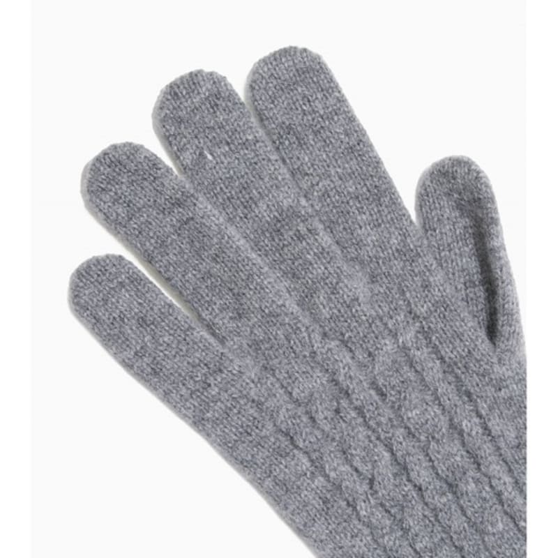 ROUGE & LOUNGE Cashmere Blend Cable Gloves (light grey)_RA2F9AGL101WLG