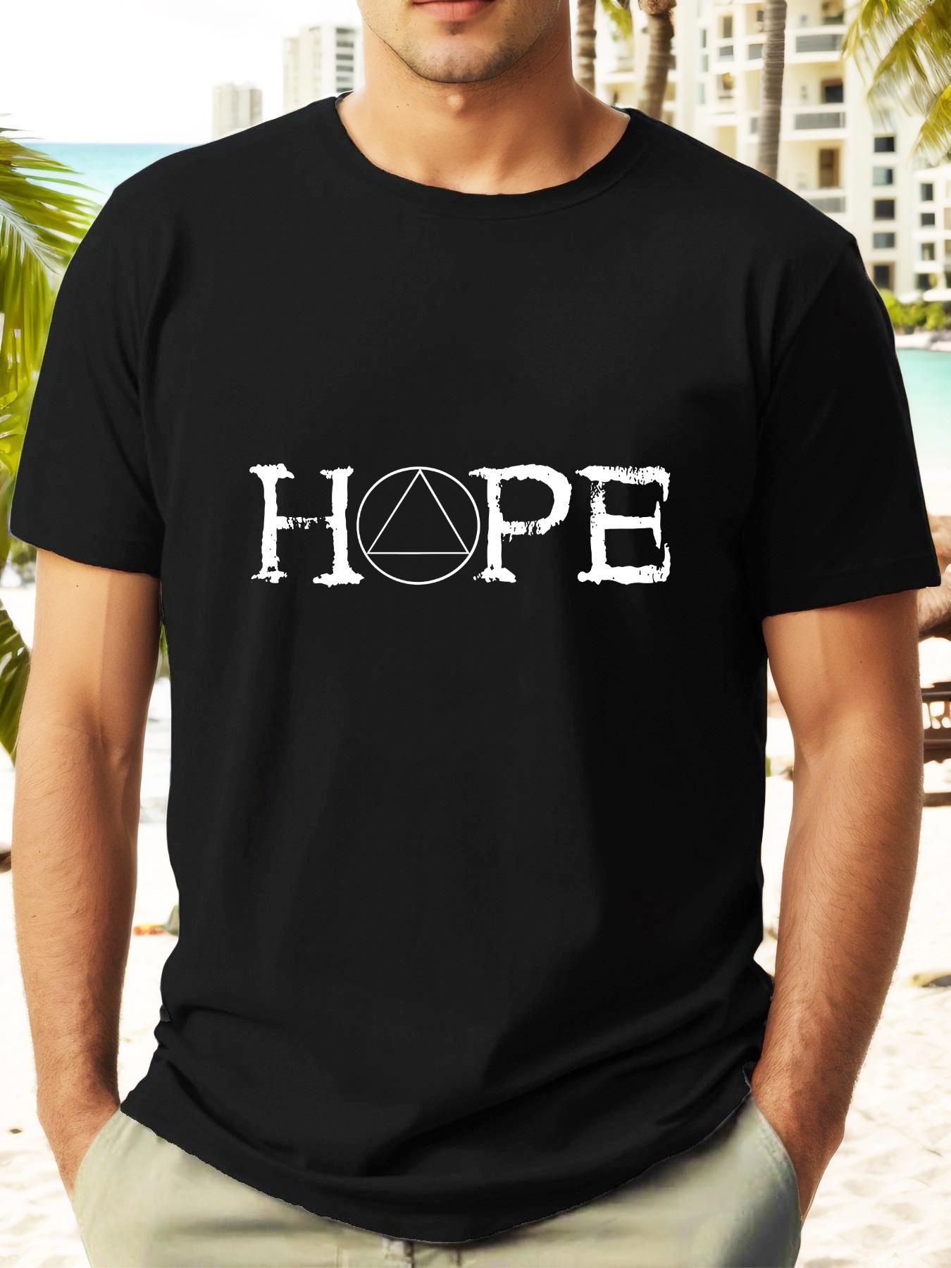 T-shirt with Bold HOPE Geometric Triangle Graphic - Summer Essential White Tee XL