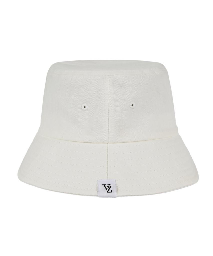 Bajal Herringbone Label Bucket Hat White