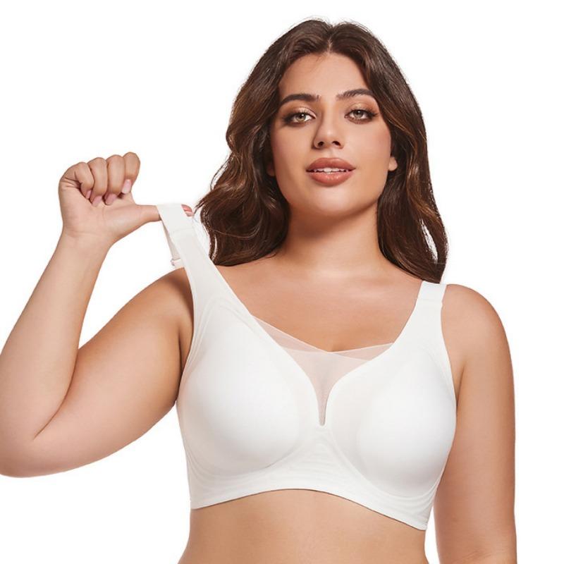 Jelly Hluboký výstřih do V Plný košíček Bezešvé síťované spodní prádlo plus size Tenký styl Velká prsa Malá Podprsenka proti ochabování 6XL