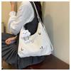 Women's Faux Leather Large Capacity Shoulder Bag, Soft Single Strap Crossbody Purse, Butterfly Decorated Commuter Tote with Zipper Closure