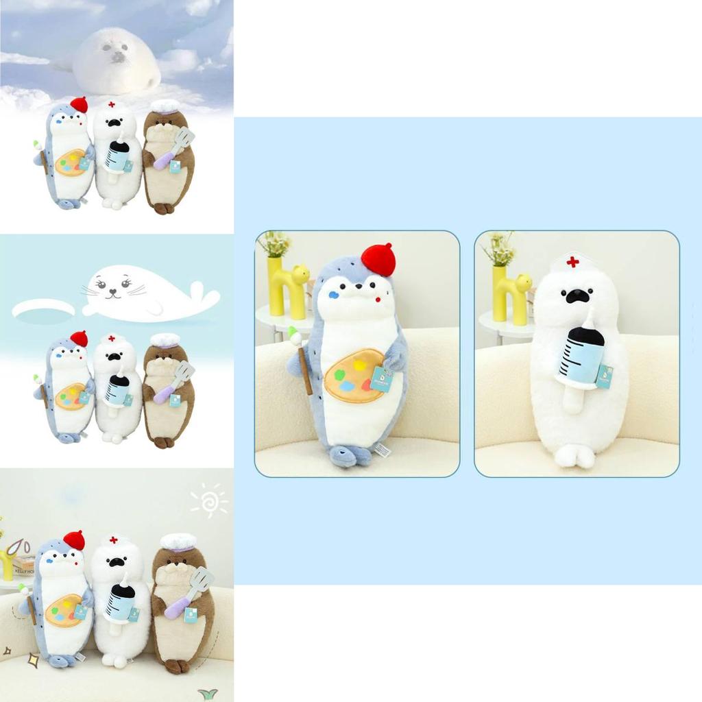 Cute Chef Seal Plush Doll Cozy Cuddly Animal Pillow For Relaxation And Play