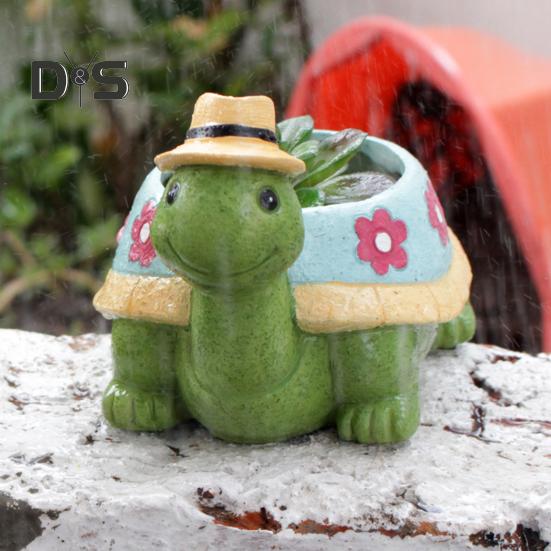Turtle Plant Pot Decoration High Durability Waterproof Cartoon Cute Turtle Animal Succulents Holder Resin Flower Pot