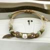 Fashion Women Flower Leaf Porcelain Charm Woven Bracelet Adjustable Jewelry Gift