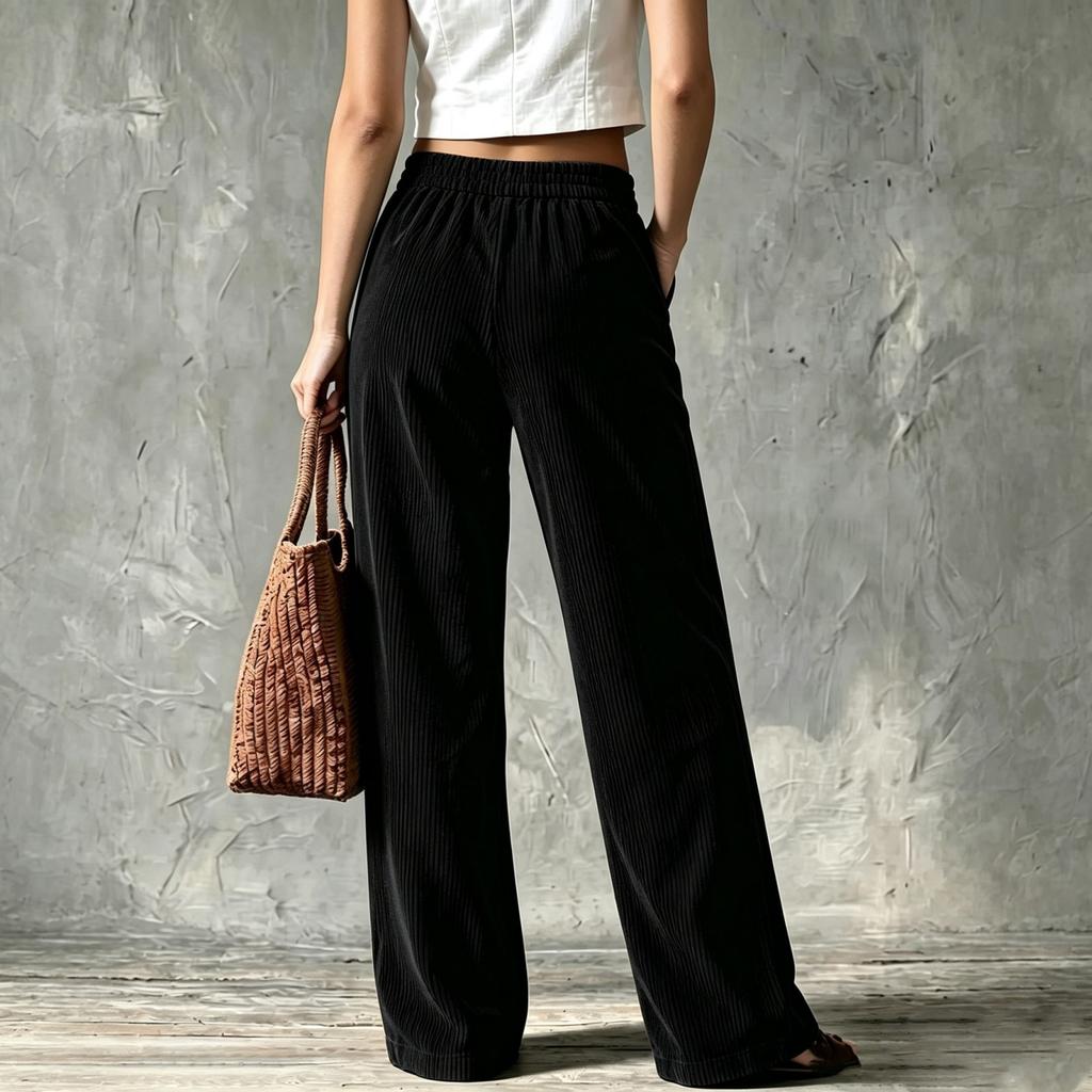 Women's Casual Loose Fit Wide Leg Pants Color Trousers for Everyday Wear