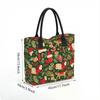  Christmas Pattern Tote Bag Large Capacity Casual Handbag for Daily Shopping Holiday Use