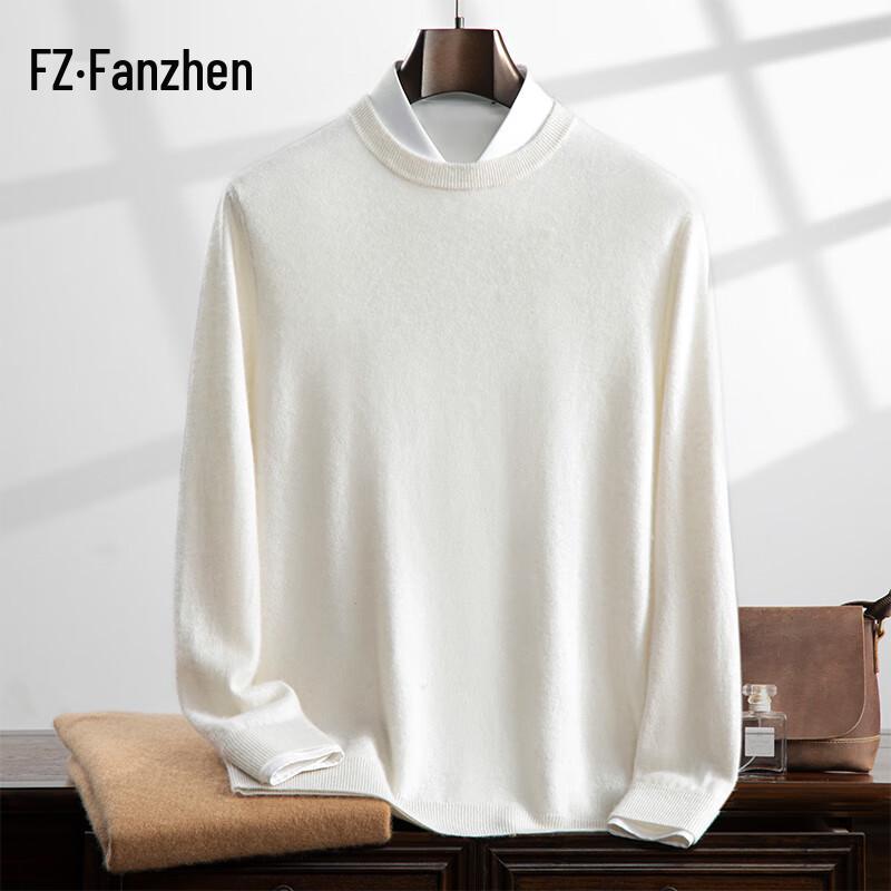 Fanzhen Men's Cashmere Blend Round Neck Sweater