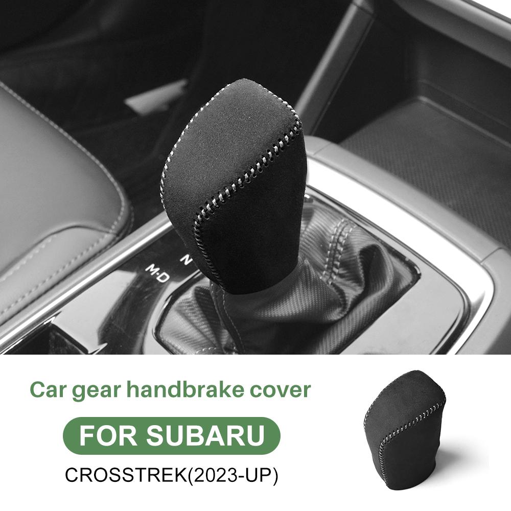 Top Suede For Subaru Crosstrek 2025 For Impreza 2025 Manual Shifter Knob Cover Hand-stitched Leather Gear Handbrake Accessories