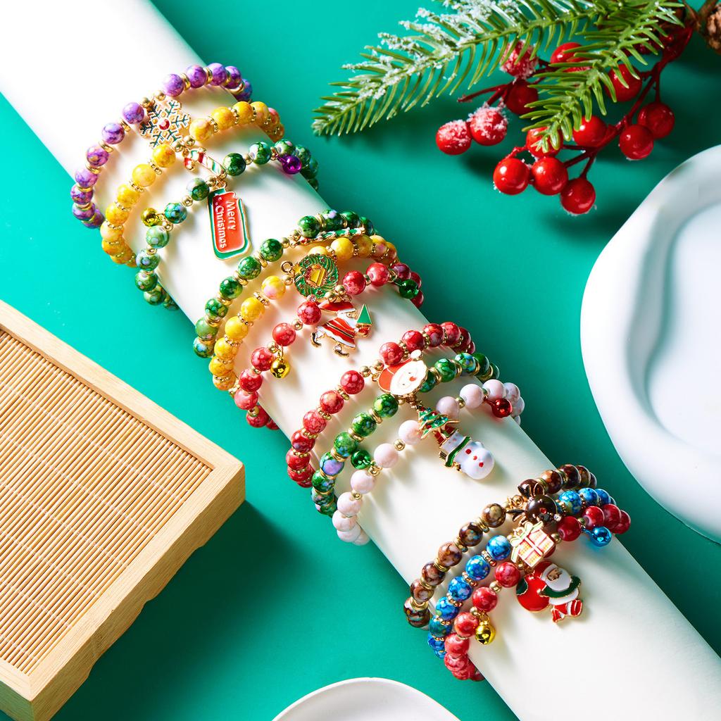 New Bracelet 3 Pairs/Pack Christmas Christmas Tree Old Snowman Beaded Combination Bracelet