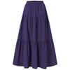 Women's Casual Long Skirts Solid Color Pleated Big Hem Elastic Waist Loose Fit Skirts, Simple Style Bottoms