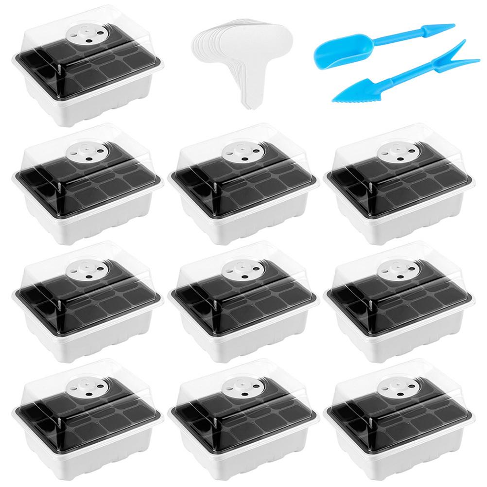 12 Holes Indoor Greenhouse Cultivation Box Seeding Tray Plant Nursery Box Set Gardening Germination Tray for Plant