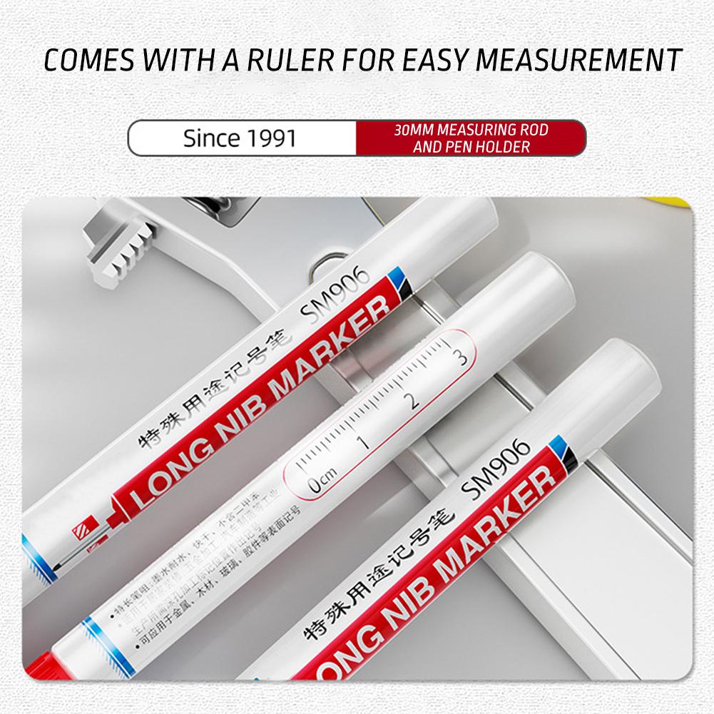 Long Head Markers 20mm Deep Hole For Metal Perforating Pen Waterproof Bathroom Woodworking Decoration Multi-Purpose Stationery