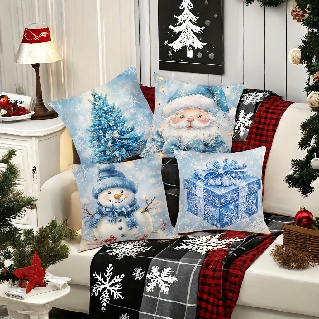 Christmas Decoration Pillowcase Cute Santa Claus Snowman Pillow Cover Suitable for Home Room Sofa Cushion Cover Friend Gift