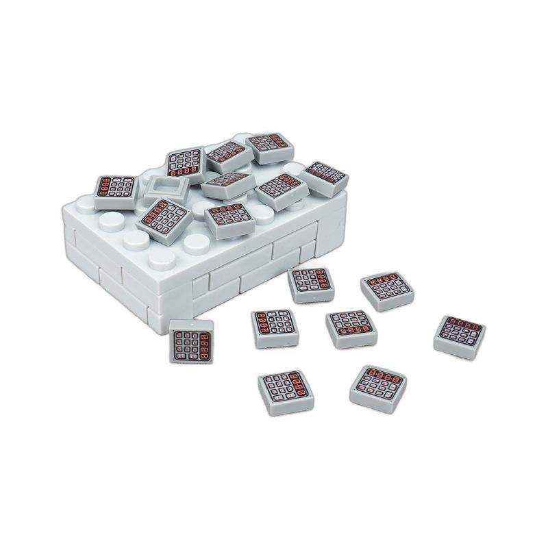 Non-Toxic Moc 10Pcs Printed 3070 Red Digital Keyboard Button Pattern Building Blocks Vehicle Machine Compatible Accessories Toys Children
