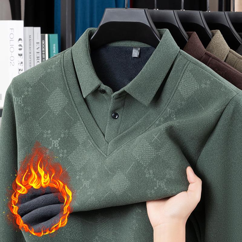 Men's Faux Two-Piece Knit Long-Sleeve Thermal Top