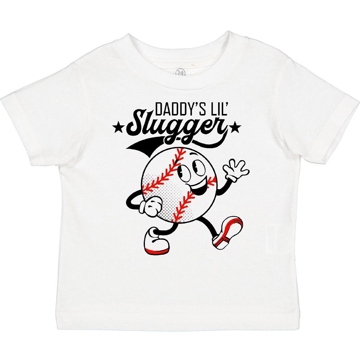 Inktastic Daddy s Lil  Slugger Toddler T-Shirt Daddy Dad Father New Swash Retro 100