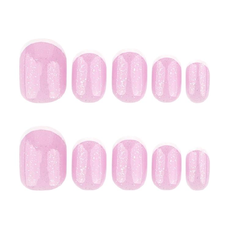 24 Pcs Short Round Acrylic Nail Elegant Full Cover Stick On Nail French Tip Press On Nail Elegant False Nail