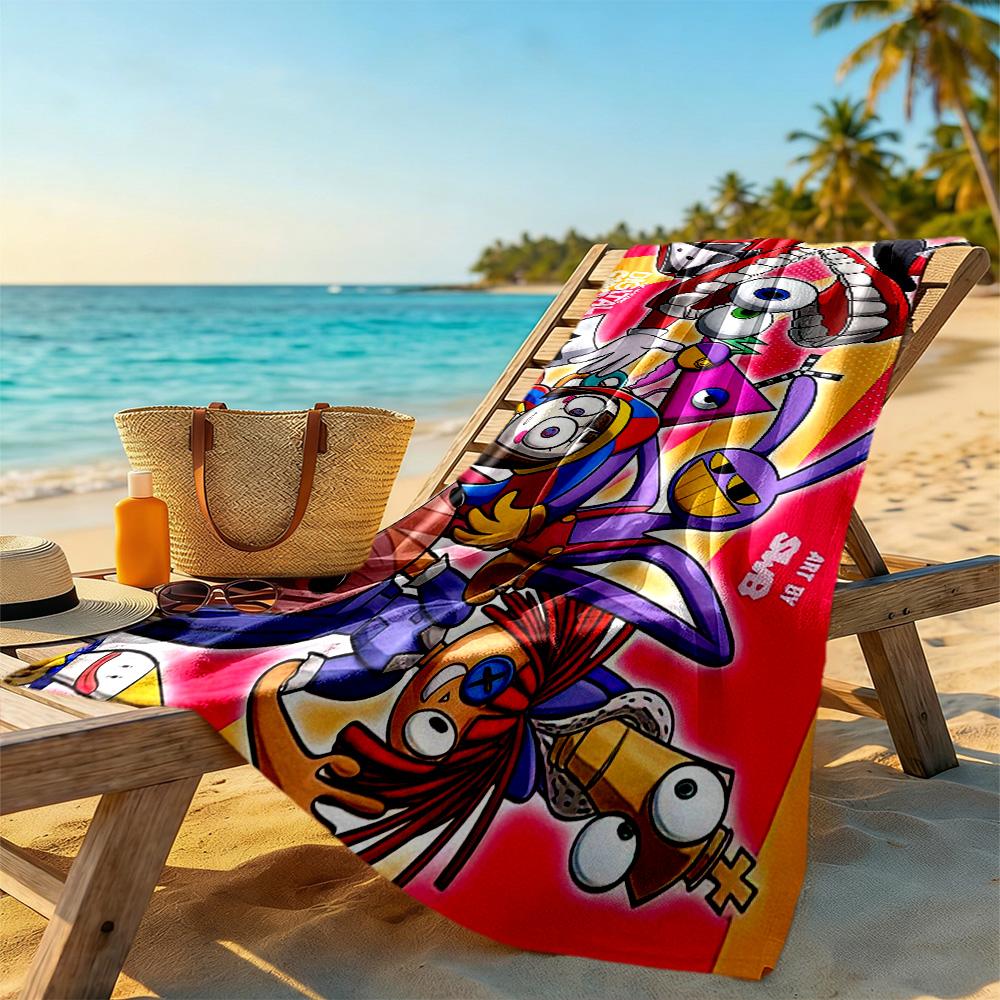 Digital Circus Beach Towel Super Soft & Absorbent Comfortable Lightweight Perfect for Traveling Yoga Camping and Swimming