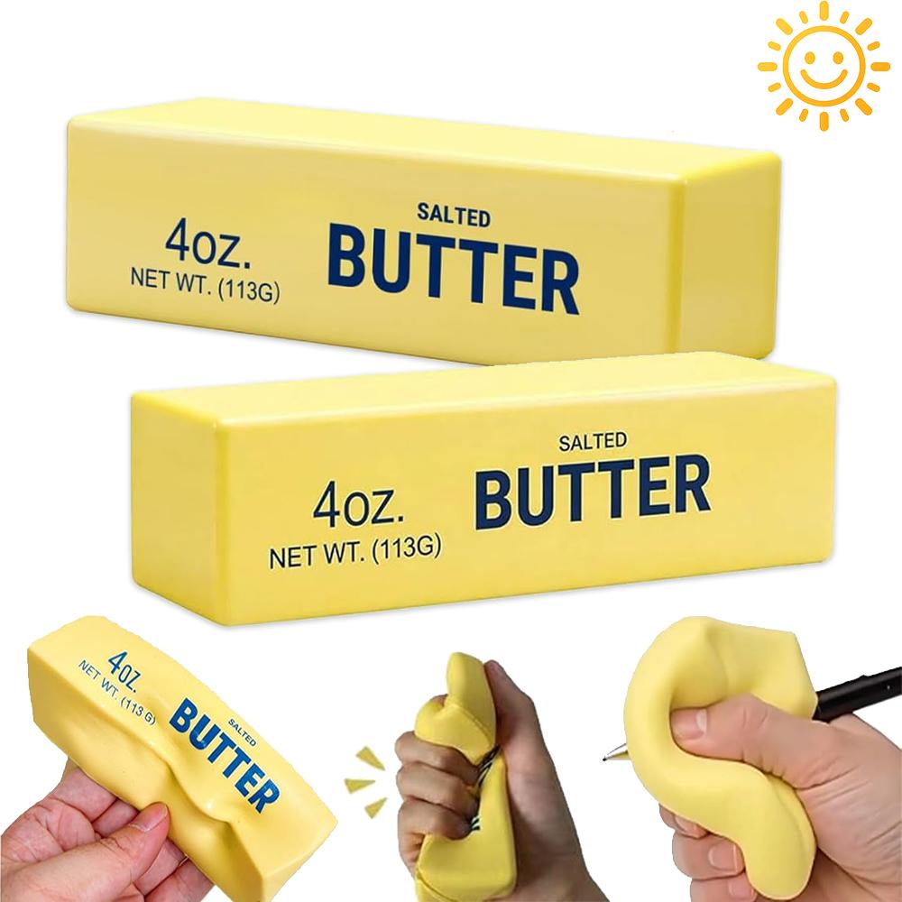 2Pcs Butter Stick Squishy Fidget Toys Elastic Cheese Stick Funny Squeeze Prank Toy Stress Anxiety Relief Game