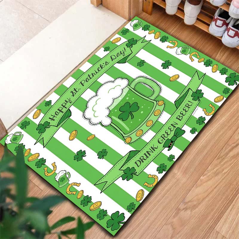 St.Patrick's Day cloverPattern Square Carpet,Area Rug,Carpet Rug for Living Room Bedroom Sofa Playroom Decor,Non-slip Floor Mat,Holiday Birthday Gifts