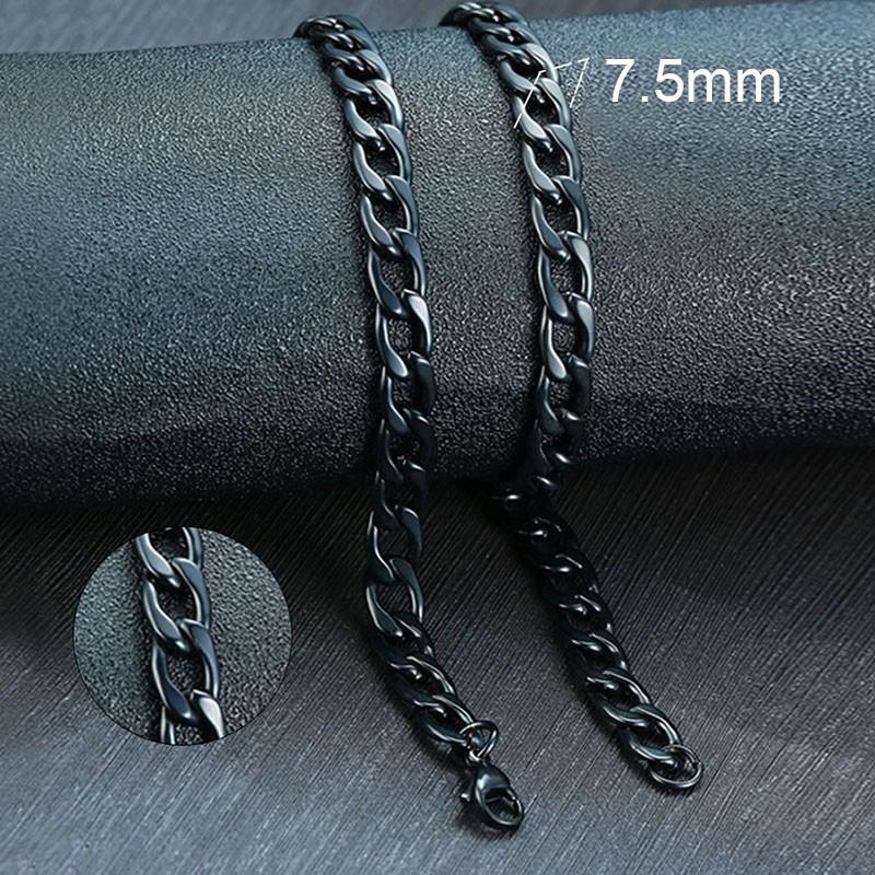 Vnox Pánský kubánský řetězový náhrdelník z nerezové oceli, černozlatá barva, pánský choker, šperky, dárky pro něj