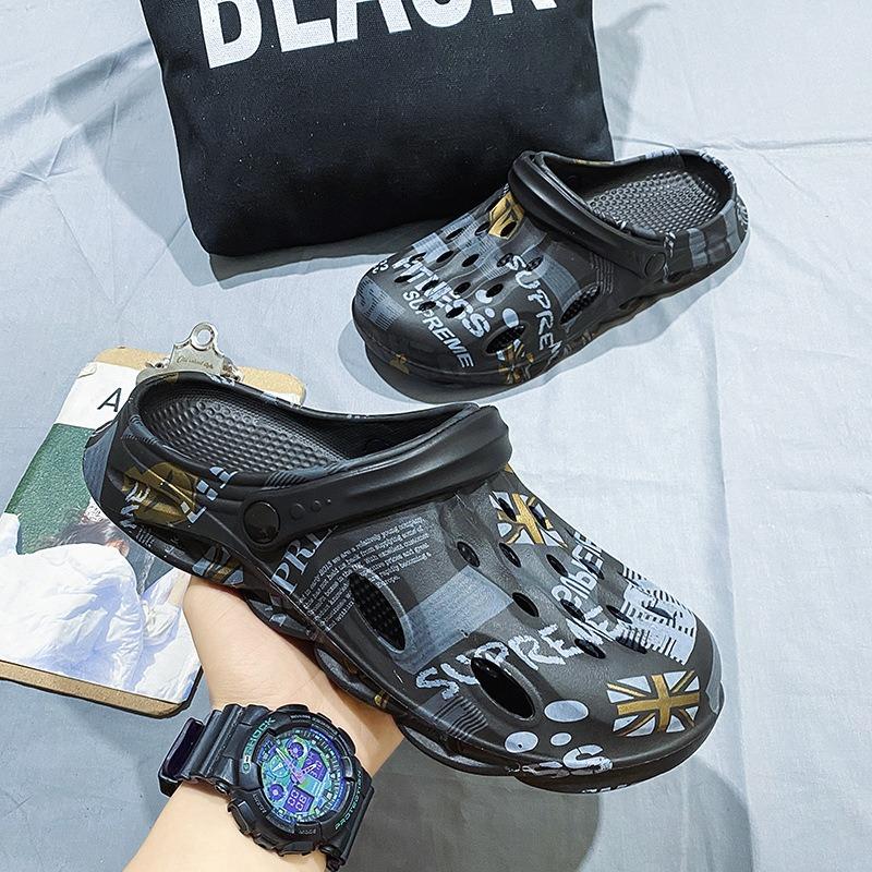 Sandalen Herren Sommer Außenbekleidung rutschfest Taschenkopf Hausschuhe Lochschuhe dicke Sohle verschleißfest Sport Doppelfunktion