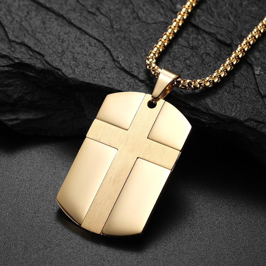 Europäischer und Amerikanischer Stil Edelstahl Kreuz Militärabzeichen Verbesserter Anhänger aus Titanstahl black