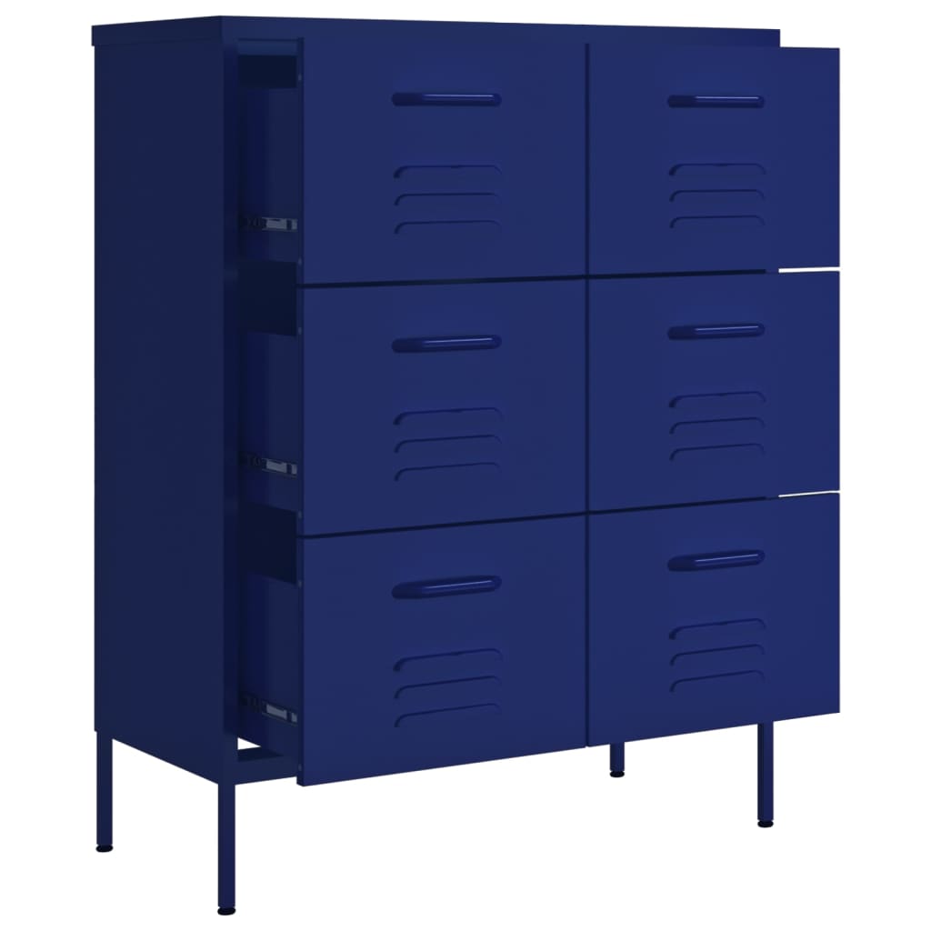 Drawer Cabinet Navy Blue 80 x 35 x 101.5 cm Steel