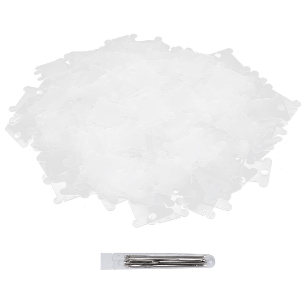 300Pcs Floss Bobbins Plastic Transparent Cross Stitch Winding Plate Embroidery Tools