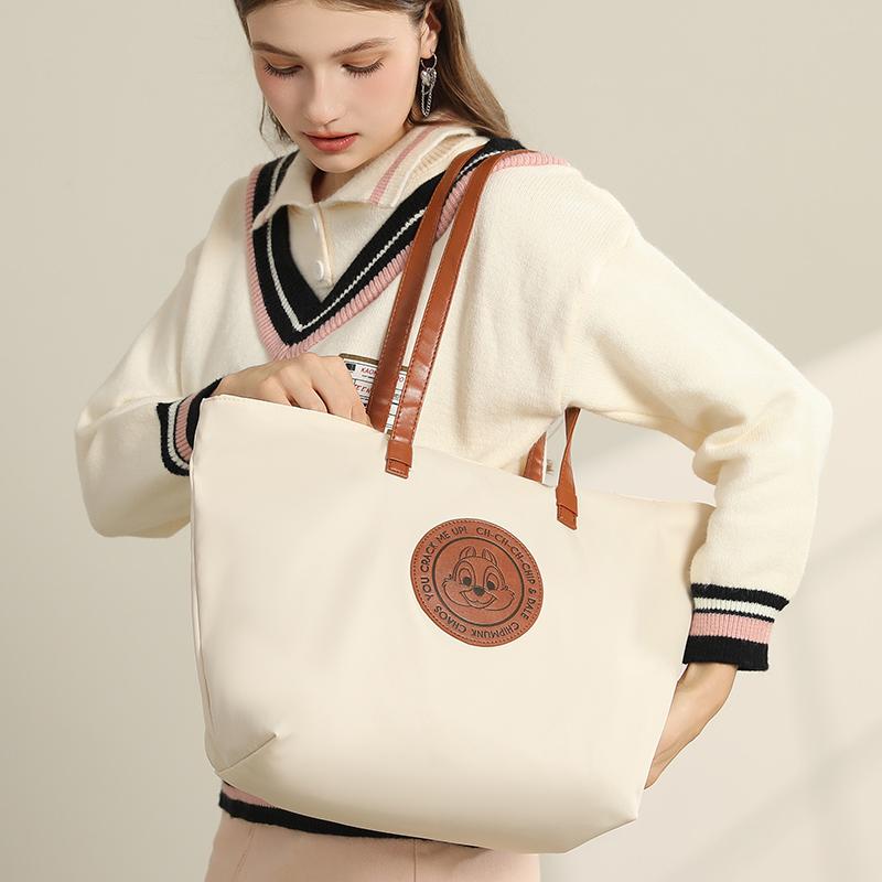 New Disney Mickey Series Polyester Tote Bag, Shopping Bag, Shoulder Bag Regular Women's Light Blue/Milk White DHF41095-A1