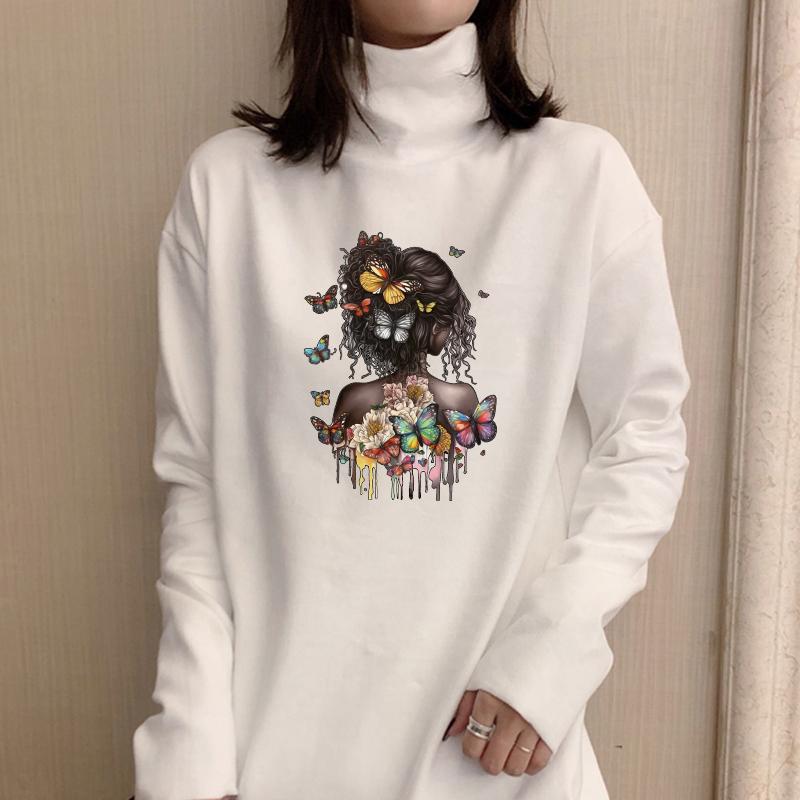 Autocolant cu transfer termic Fluture de femeie neagră Imprimare pe tricou Autocolante pentru haine Hanorace Diy Heat Press aplicate Petice pe calcat