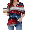 Women's T Shirt Print Button Short Sleeve Daily Weekend Fashion Basic V- Neck Regular Top