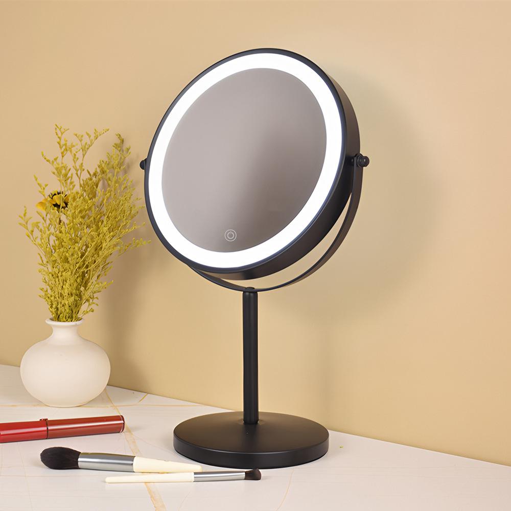 Large Double-Sided LED Makeup Mirror with Magnification and Fill Light for Vanity or Desk