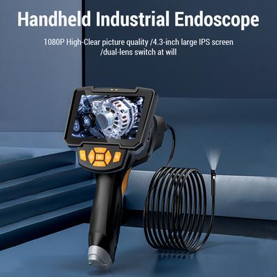 Handheld Industrial Endoscope 4.3 Inch High Clear Screen Borescope Camera with Light 1080P Water Resistant Inspection