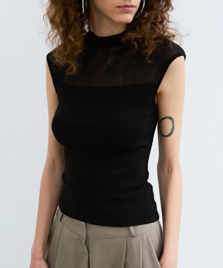 Nigaennikol Sheer Line Sleeveless_Black
