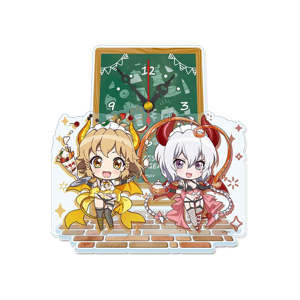 Seasonal Plants Senki Zessho Symphogear XV Petitchoco Mini Acrylic Table Clock [Hibiki Tachibana & Chris Yukine] Little Devil Waitress 120mm x 120mm