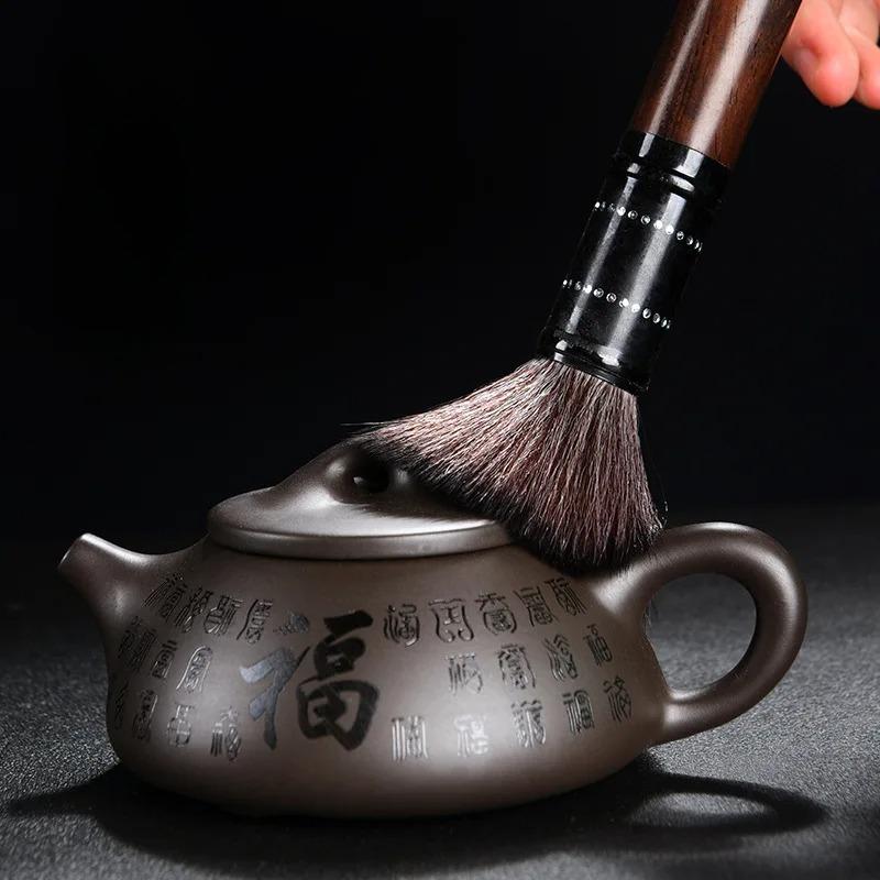 Handmade Yixing Clay Teapot, Raw Ore Old Mud Kung Fu Tea Set, Household Tea Maker, Tea Serving, Baifu Shipiao Black Kettle 200ml